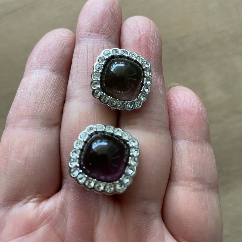 Vintage Weingeroff clip on earrings silver tone